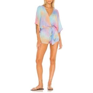Indah x REVOLVE Sunday romper pastel tie dye kimono sleeves and surplice top
